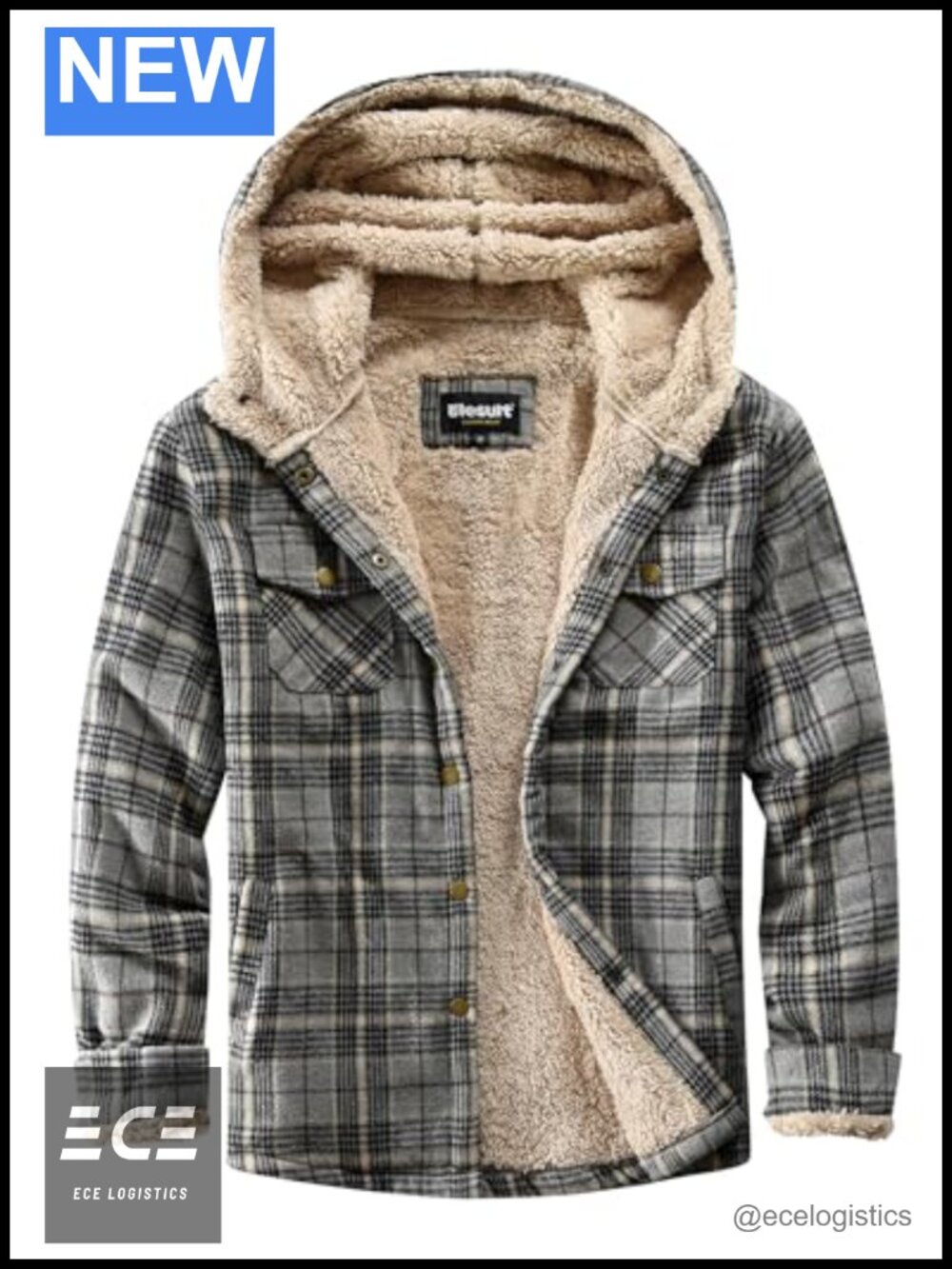 Fleece Flannel Jacket Plaid Sherpa Button Down Hooded Women